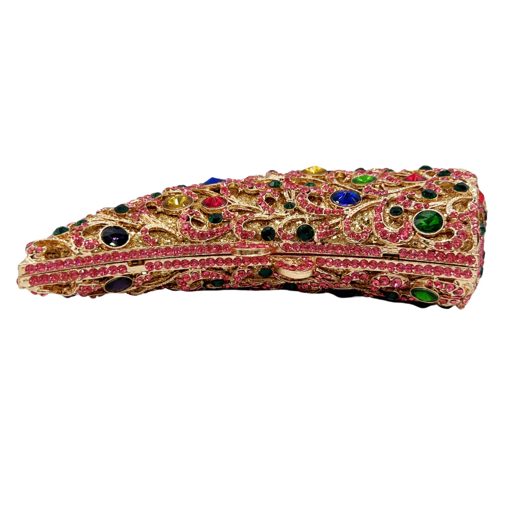 Túi clutch nữ cầm tay dự tiệc đính đá kim cương phong cách châu Âu — Màu vàng nhạt, Màu hồng vàng kim, Đế vàng kim cương, Màu bạc