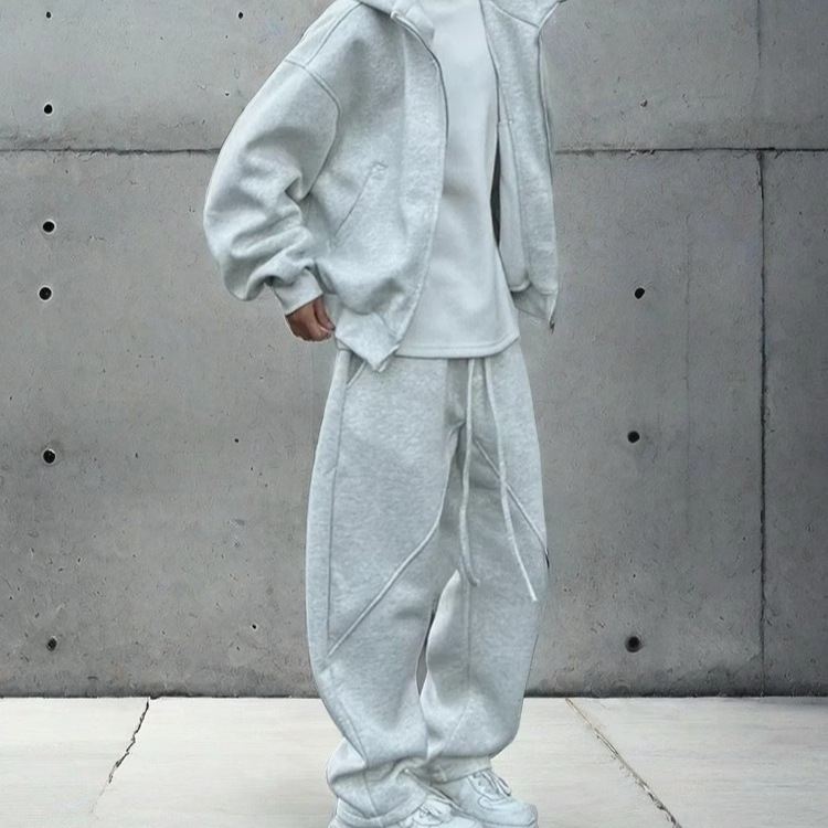 Suéter con capucha de la calle principal para hombre, versión de otoño e invierno, chaqueta corta con cremallera de color sólido de base suelta, estilo de hombre americano pesado