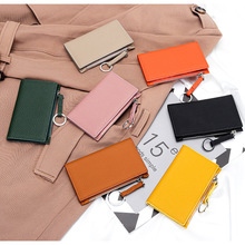 纯牛皮女士短款小钱夹新款百搭多卡位小巧精致零钱包头层牛皮短夹