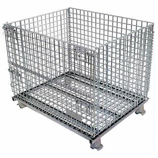 Folding Warehouse Cage, Metal Stacking Basket, Mesh Cage, Wheeled Mobile Storage Cage, Supermarket Iron Frame Cage