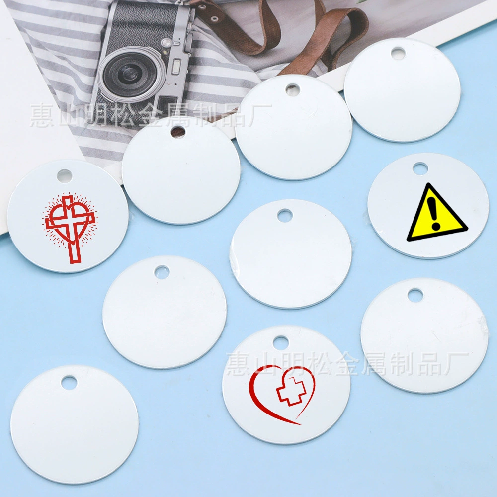 Сублимационная круглая бирка 30 мм для ошейника, аксессуар для защиты от потери, подвеска для ключей, DIY металлический кулон