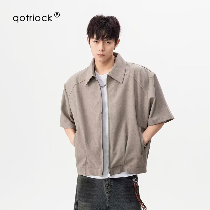 Design-Inspired Double-Zip Short-Sleeve Shirt, New 2025 Summer American-Style Trendy Brand, Simple Loose Shoulder-Padded Shirt with an Elegant Vibe Design-Inspired Double-Zip Short-Sleeve Shirt, New 2025 Summer American-Style Trendy Brand, Simple Loose Shoulder-Padded Shirt with an Elegant Vibe