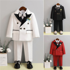 子供の小さいスーツのスーツの秋冬の結婚式の花童は男の子の英倫の演技服の赤ちゃんの誕生日の満1歳のドレスを演出します。