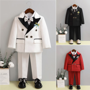Children's Small Suit suit Autumn and Winter Wedding Flower Girls Performance Boys' British Performance Clothes Baby's Birthday One-Year-Old Dress