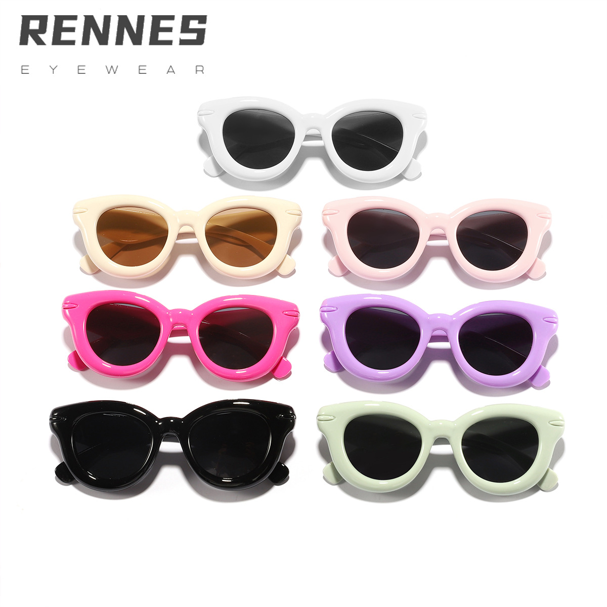 2024 nuevas gafas de sol de color caramelo con marco redondo de burbujas para niños