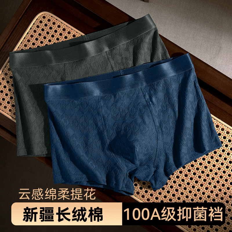 Men's Underwear Boxer Briefs 100A Grade Antibacterial Pure Cotton Jacquard Breathable Underwear Young Students Trendyy Boxer Briefs
