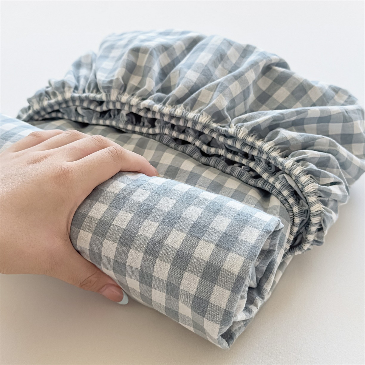 100% de algodón teñido de algodón lavado con agua una sola cama de tres piezas con estera protectora, cubierta de cubierta sucia para estudiantes
