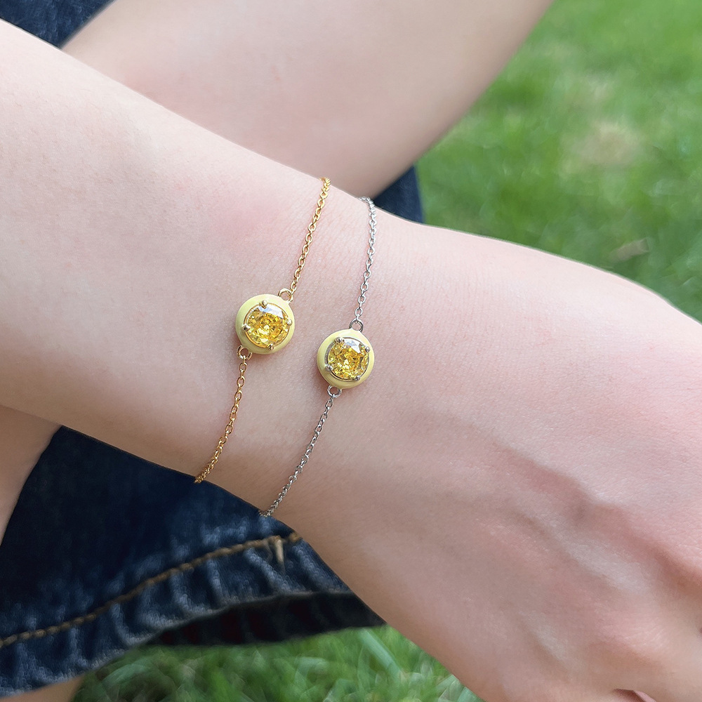 Simple Style Round Silver Plating Inlay Zircon Bracelets 1 Piece