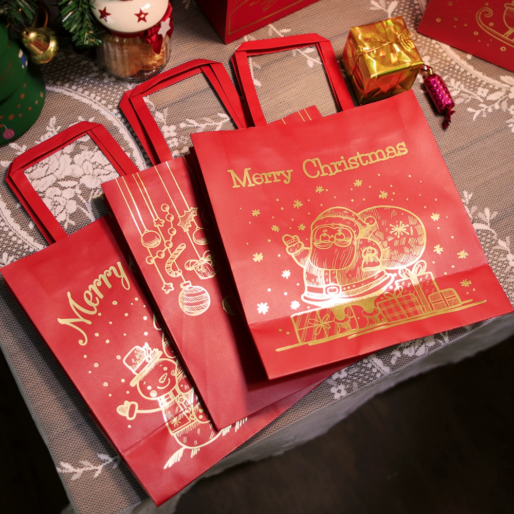 Новая рождественская красная ламинированная сумка с открытой спиной, водонепроницаемая подарочная сумка, красная новогодняя подарочная сумка для покупок