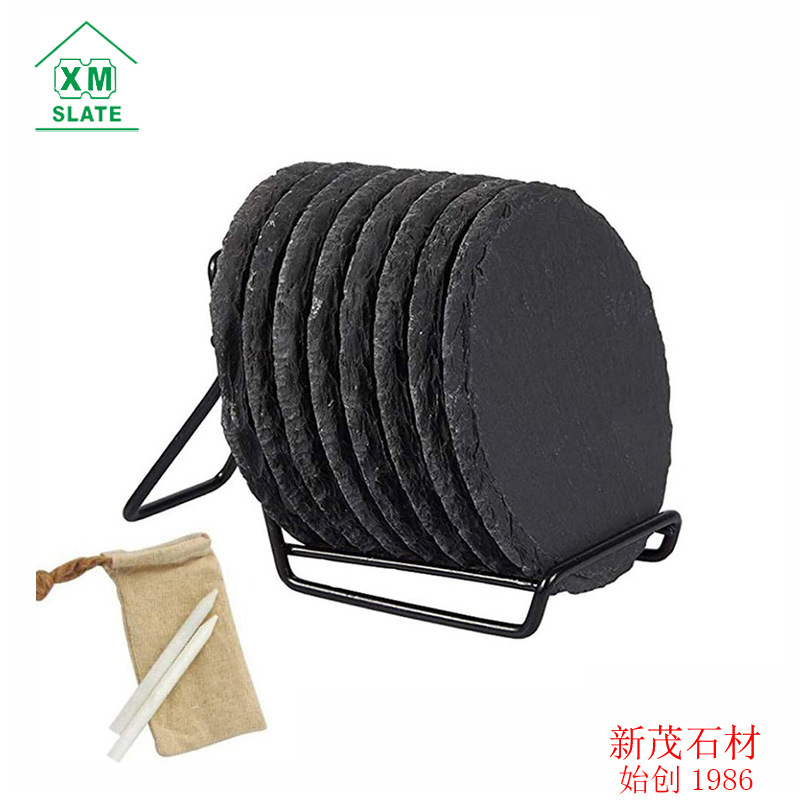 特恵少額卸売りまとめ黒石板カップマットスレートカップマット収納棚セット付き|undefined