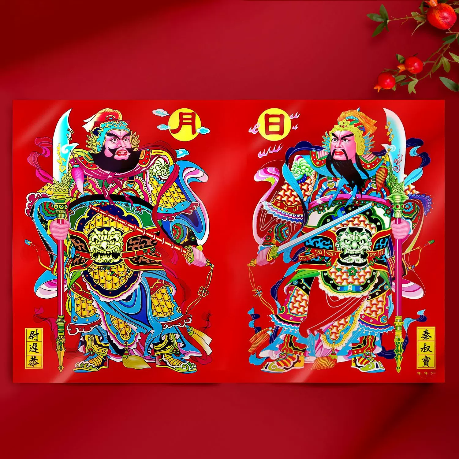 2026好财神门贴带自粘镇宅画门神贴日月春联年画批发防水撕不破