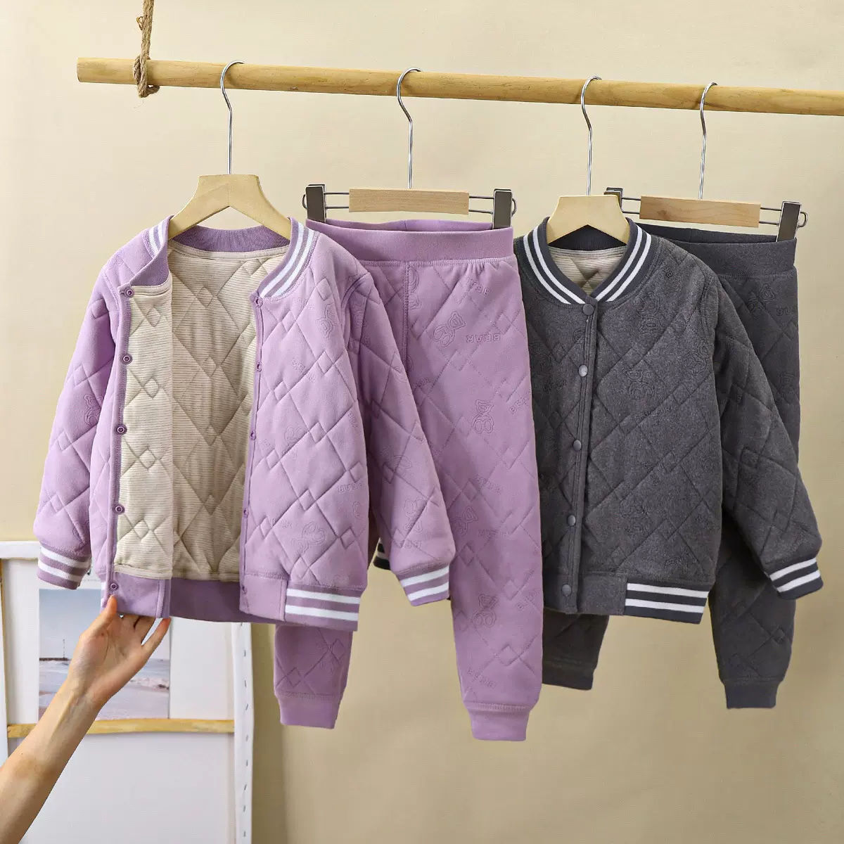儿童校服神器秋冬新款三层绗棉男童棉衣加绒加厚内搭女童棉袄a类
