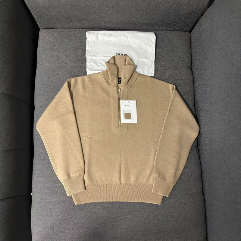 SR High Luxury - Original Design Details 26A New Model Turn-down Collar Half-zip Knit Sweater SR High Luxury - Original Design Details 26A New Model Turn-down Collar Half-zip Knit Sweater