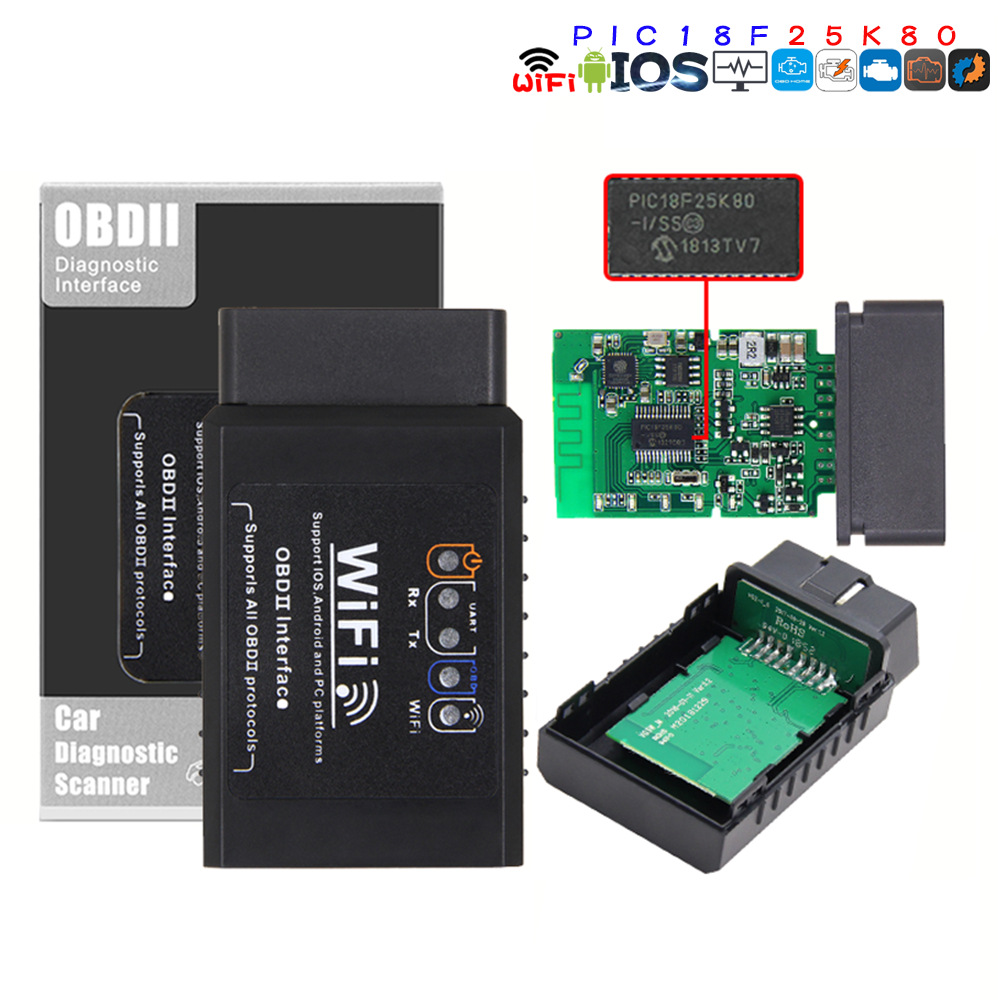 黑色 WIFI OBD 25K80 Torque 汽车检测仪 支持安卓苹果手机 IOS