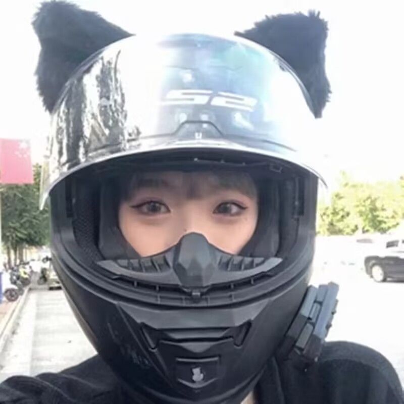 Motuoche Motorcycle Decoration Cat Ears Helmet Detachable (Auto Parts and Accessories) - pure-black-ears-with-wire-simulation