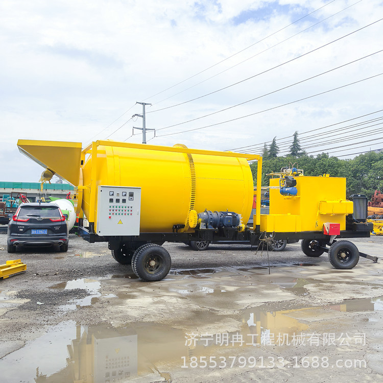 道路施工摊铺专用沥青拌和机 沥青砂石料混合搅拌加热 牵引轮行走