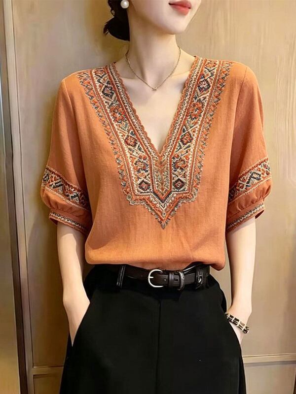 French-style unique and beautiful short-sleeved top for women, summer 2026 new trendy shirt, eye-catching streetwear blouse French-style unique and beautiful short-sleeved top for women, summer 2026 new trendy shirt, eye-catching streetwear blouse