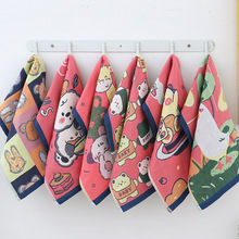 智阳三层纱布卡通提花童巾荷叶鸭儿童毛巾小面巾隔汗巾伴手礼批发