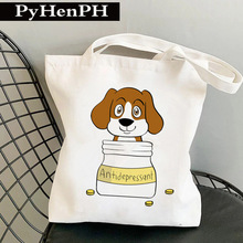 Dog Canvas Bag学生帆布包包男女夏单肩包大容量时尚狗狗手提帆布