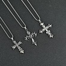 钛钢项链十字架男士嘻哈潮酷字母吊坠韩版毛衣链个性跨境长款项链