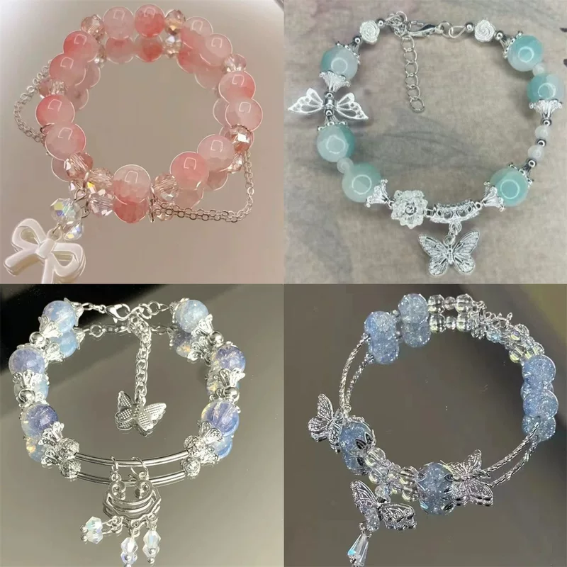 Tide, cute glass beaded bracelet with bow