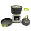 Outdoor hiking wild camps pot teapot firewood furnace combination wild cooker teapot with firewood furnace i198986a3