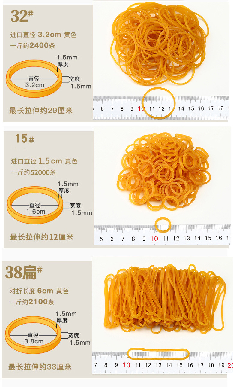 越南原装橡皮筋多功能橡胶圈黄色橡皮筋圈多规格牛皮筋厂家批发详情11