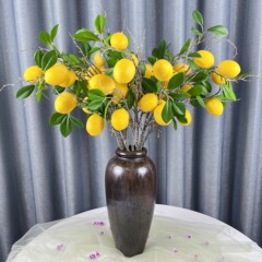 源工場の卸売りシミュレーション5頭の黄レモンの枝レモンの木のシミュレーション花の生け花の偽の果物の越境専用供給