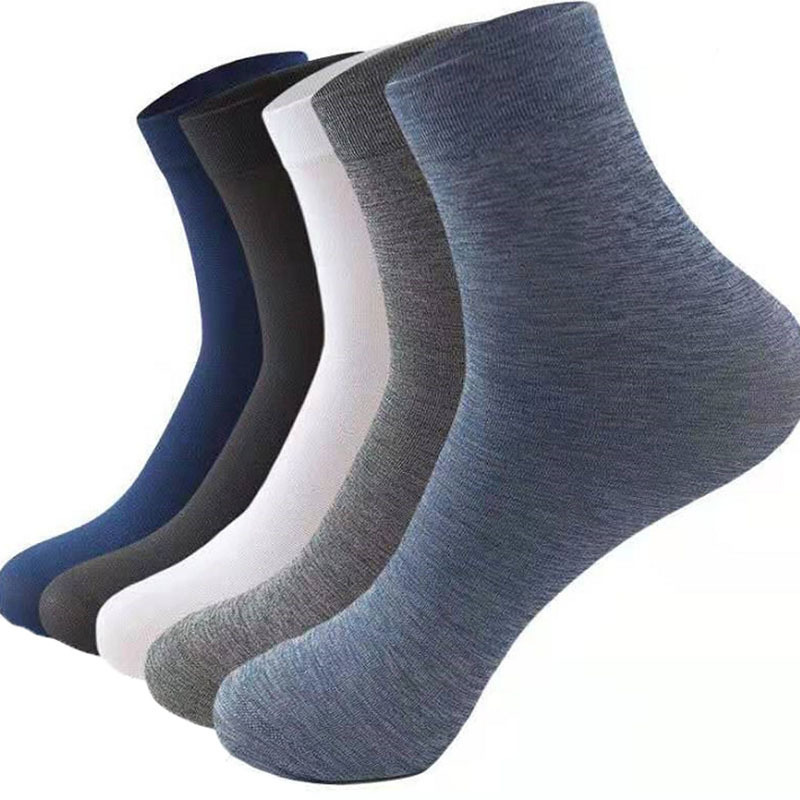 Summer Socks Men's Short Socks Men's Solid Color Light Stockings Women's Breathable Sweat-Absorbent and Deodorant Mid-Calf Socks Stall Wholesale Socks