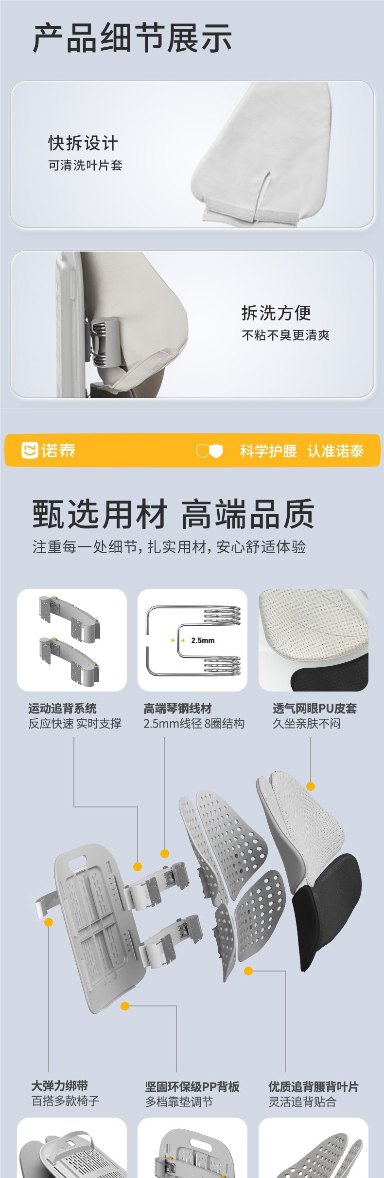Nuo Tai Lumbar Support Cushion, Ergonomic Seat for Long Sitting, Office Chair, Car Lumbar Support, Gift