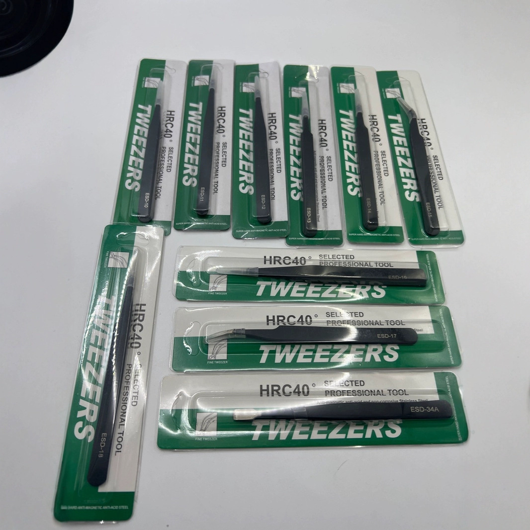ESD系列不锈钢镊子弯尖头防静电镊子燕窝挑毛粉刺夹维修工具套装
