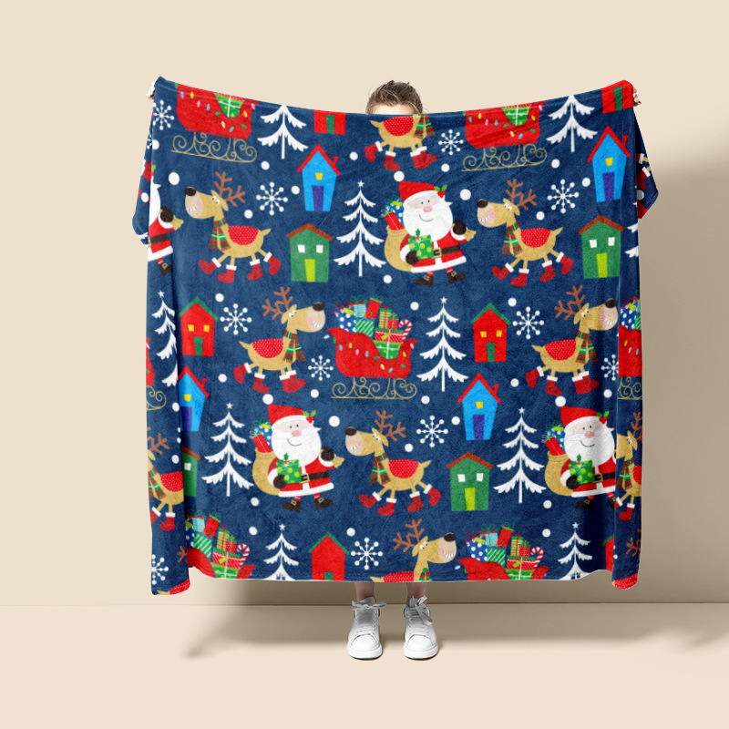 Navidad europea impresión digital franela mantas sofá suave mantas cálidas grandes cómodas al por mayor