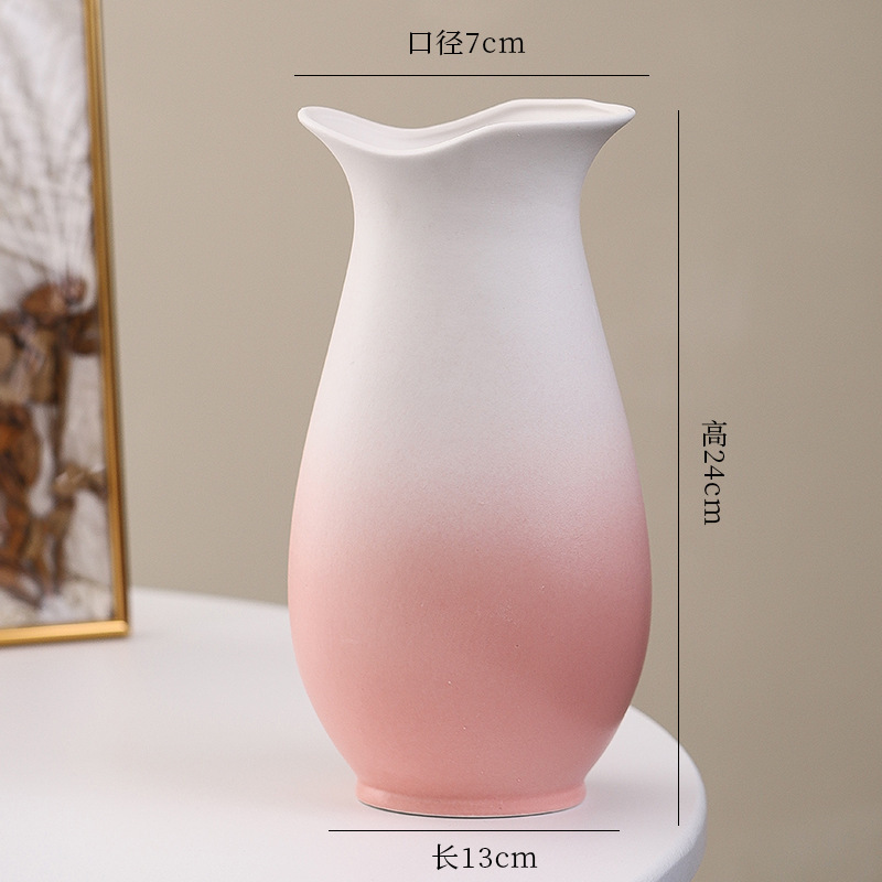 シンプルな現代の満天星陶磁器の花瓶の置物の客間の白い磁器の小さい清新な乾いた花の生け花の創意の陶磁器の花器|undefined