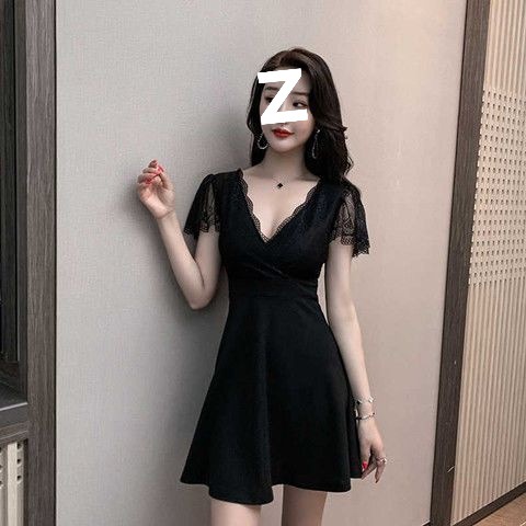 夜店短裙低胸V领遮肚子显瘦工作服夜总店性感蕾丝性感连衣裙一件