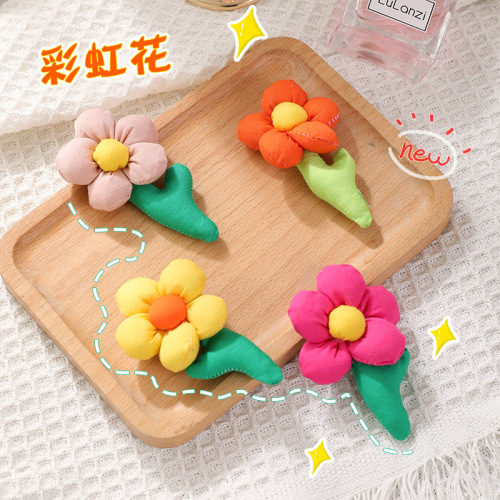 Rainbow flower jewelry accessories diy tulip brooch cute bag decorations children's clothing accessories wholesale