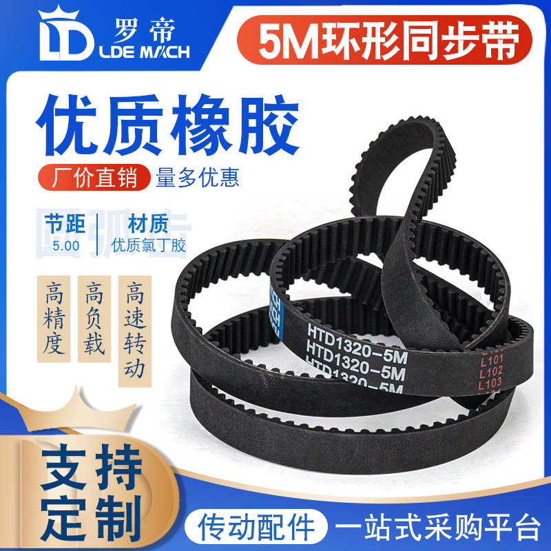 5M同步带橡胶环形同步皮带HTD 5M2265/2350/2375/2480 齿距5.00mm