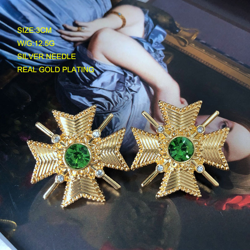 Vintage Geometric Colorful Gemstones Pearls Alloy Earrings Wholesalepicture6