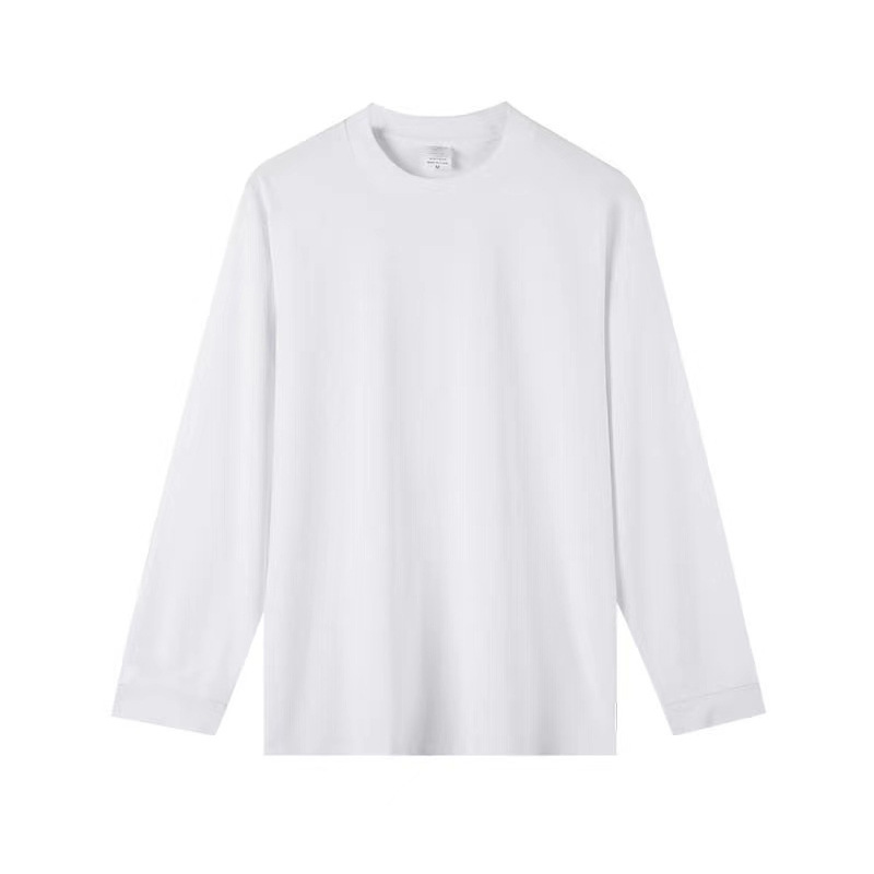 Marca de moda de cuello redondo camiseta de manga larga hombre de verano de color sólido relajado pareja casual hip-hop vientos versátiles tendencia superior