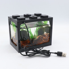 Building block betta fish tank mini creative desktop transparent acrylic small fish tank goldfish tank landscaping aquarium with light