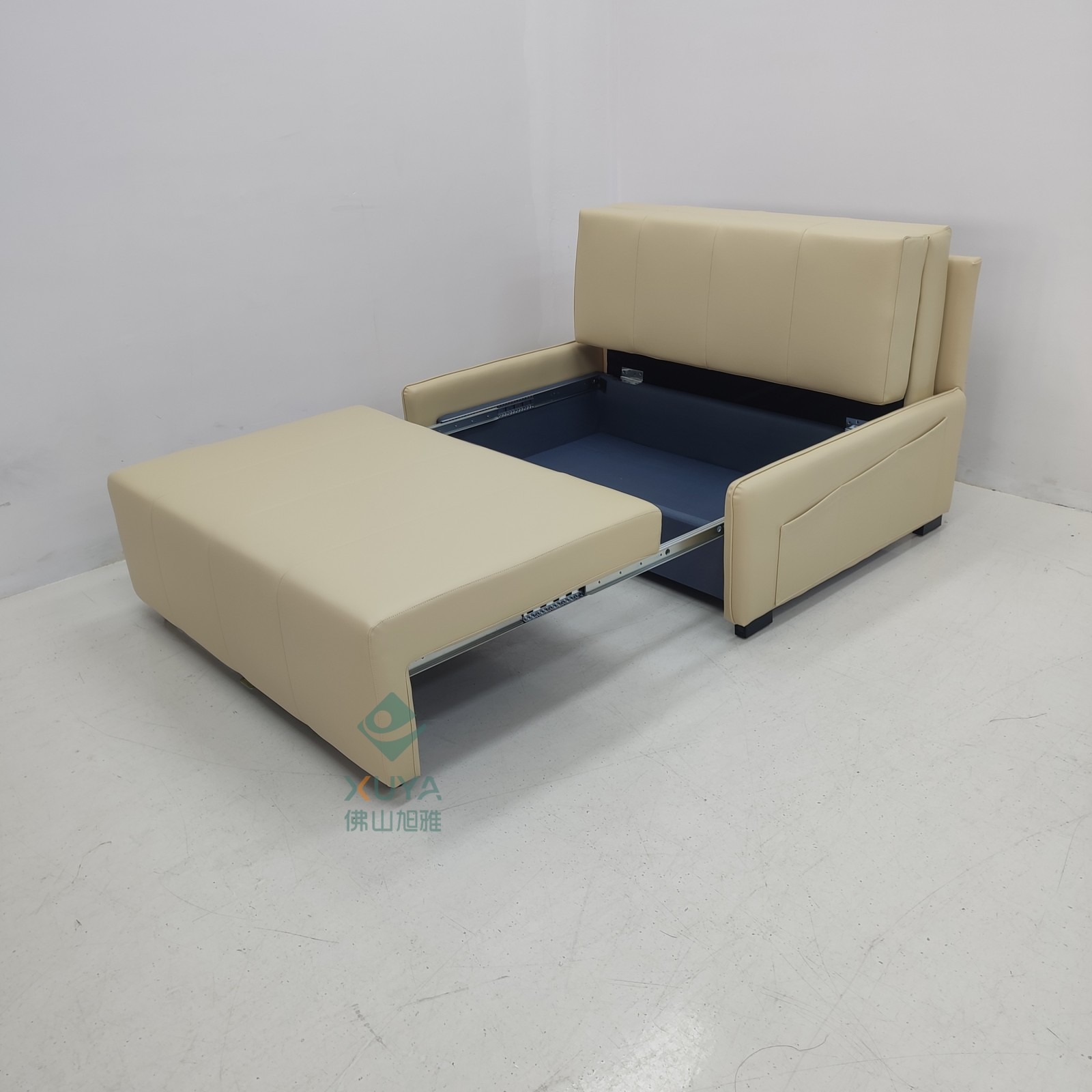 Moderno simple multifuncional sofá cama de cuero puede almacenar pequeño apartamento de sala de estar sofá cama individual