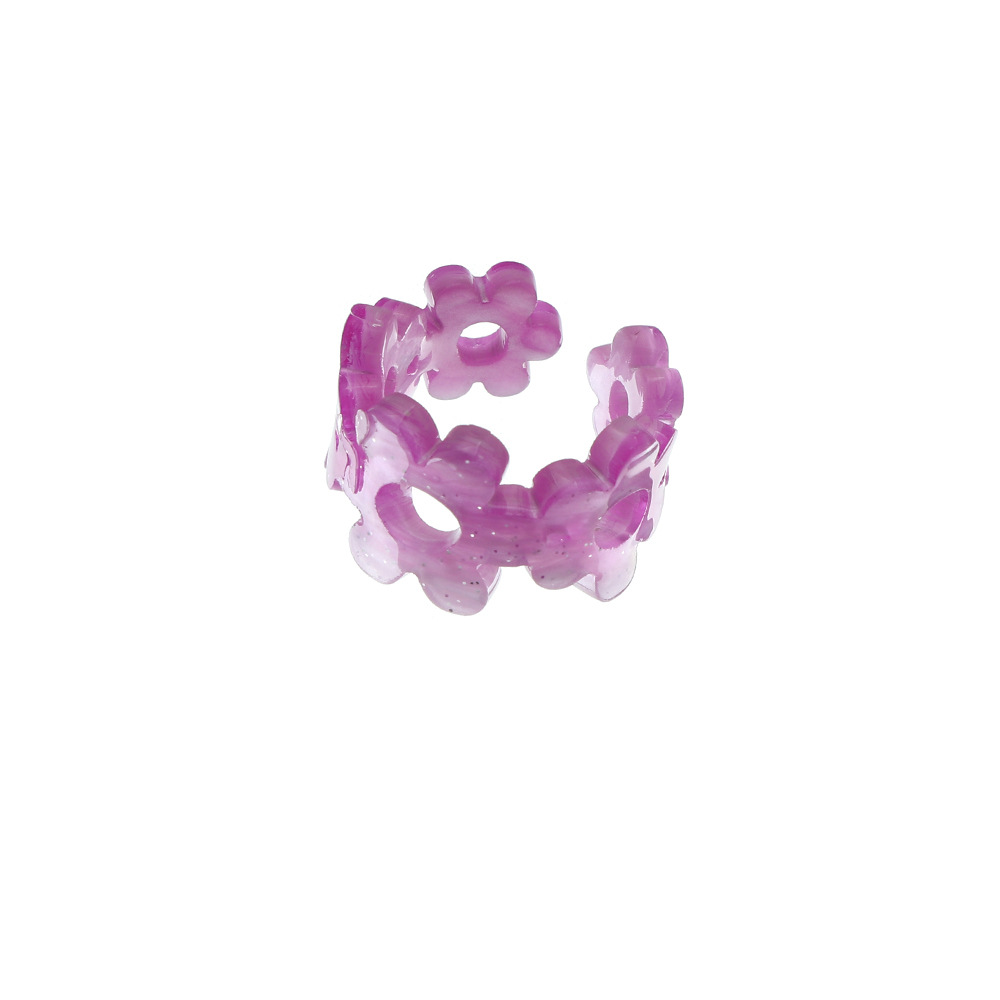 Simple Hollow Candy Color Flower Acrylic Ring Wholesale Nihaojewelry display picture 2