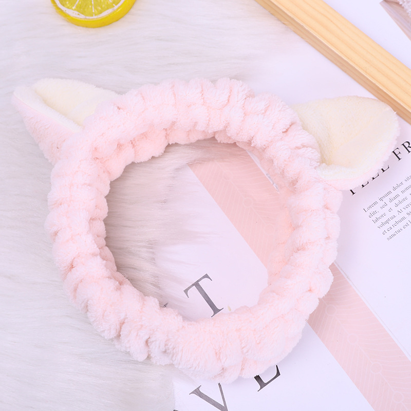 El otoño y el Invierno de la muchacha banda de pelo Simple dulce Linda dama máscara facial maquillaje gato oído banda de pelo accesorios para el cabello