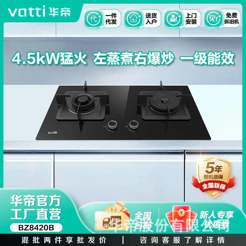 Двойная горелка Vantage JZT-BZ8420B/черная стеклянная панель 12T V2, штекер