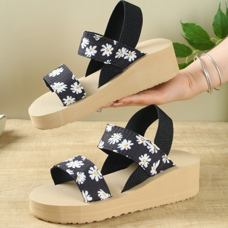 新款花带小清新厚底EVA凉鞋女时尚百搭ins风沙滩学生增高凉鞋夏