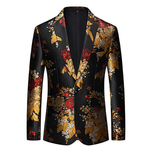 Ye Sheng Men's Business Casual Single-Piece Small Suit Amazon Aliexpress Foreign Trade Cross-Border Floral Suit Single Suit Jacket
