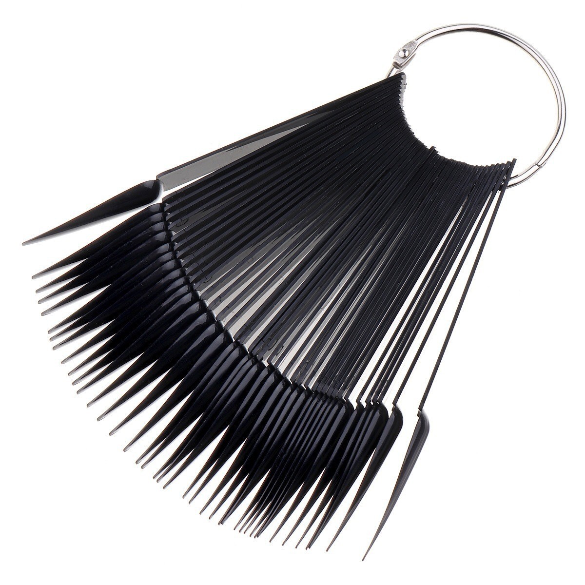 Herramientas de uñas transfronterizas 50 piezas de esmalte de uñas muestra de pegamento de esmalte de uñas, tarjeta de color trapezoidal puntiaguda de cabeza plana, pieza de práctica de uñas