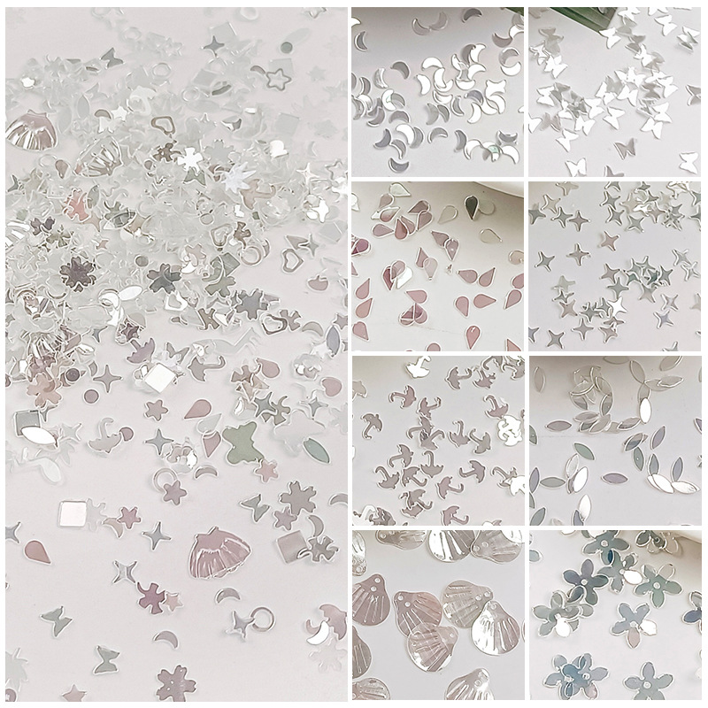 水晶片亮片不规则集合高闪银饰品配件网红跨境DIY材料配件PET珠片