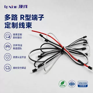 LED串联灯具连接线带RV2-3环形端子 预绝缘R型端子电源线束