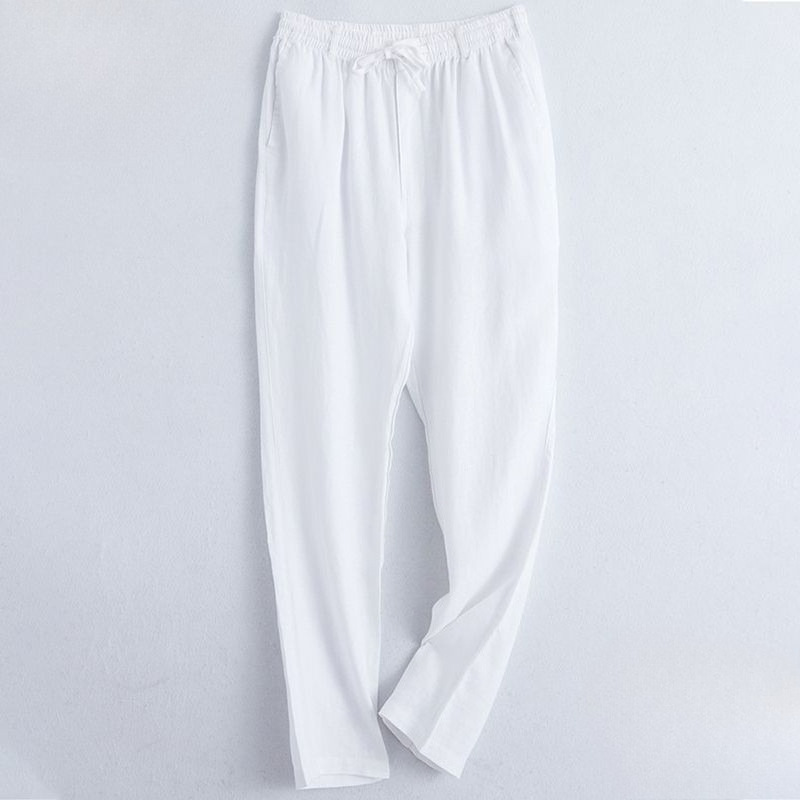 Linen Pants Men's Straight Spring and Summer Cotton and Linen Men's Casual Pants Loose Large Size Thin Summer Pants Linen Men's Pants
