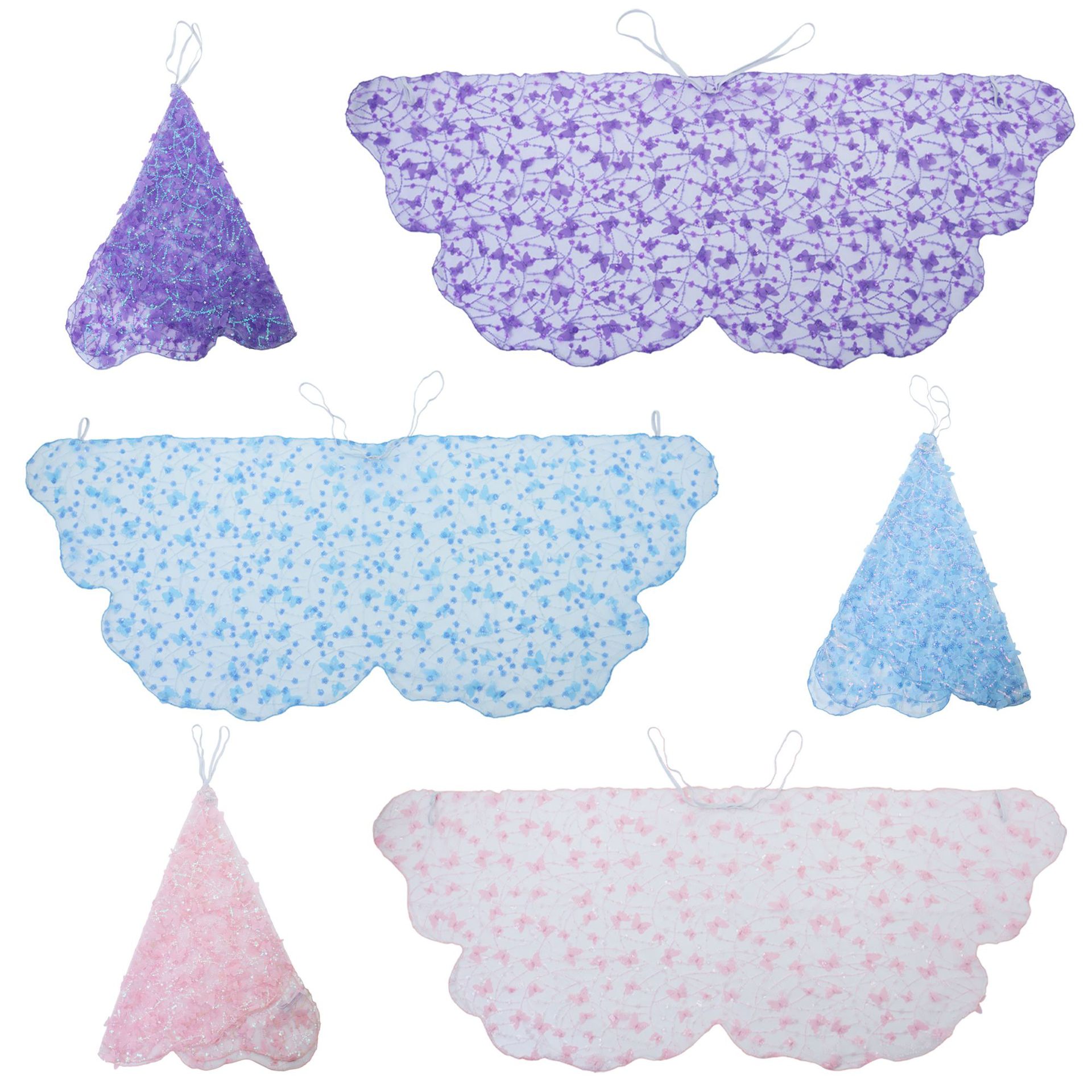 Transfronterizos de material de nylon sequinado capas para niños capas de malla de mariposa capas capas de fiesta capas